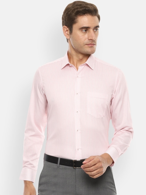 

Van Heusen Men White & Pink Slim Fit Striped Formal Shirt