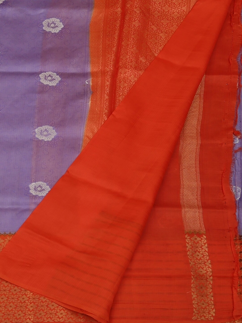 

Pothys Lavender & Orange Jute Silk Woven Design Saree