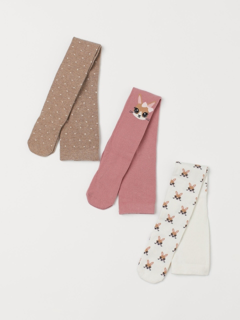 H&M Girls 3-Pack Tights, White