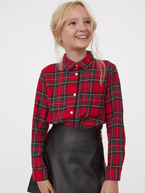 

H&M Girls Red Checked Cotton Shirt
