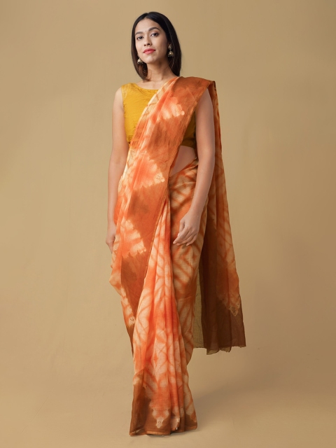 

Unnati Silks Orange & Off-White Pure Cotton Woven Design Kota Saree