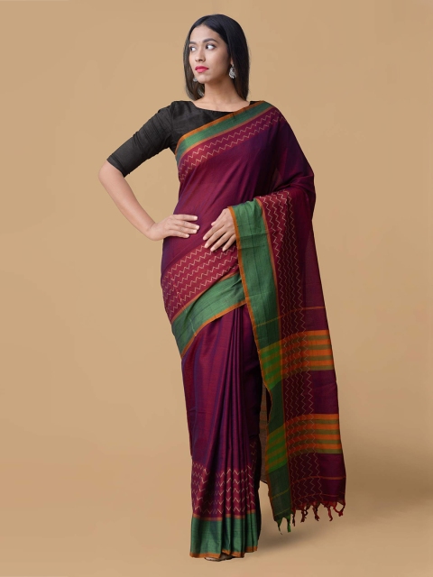

Unnati Silks Purple & Green Pure Cotton Woven Design Narayan Peth Saree
