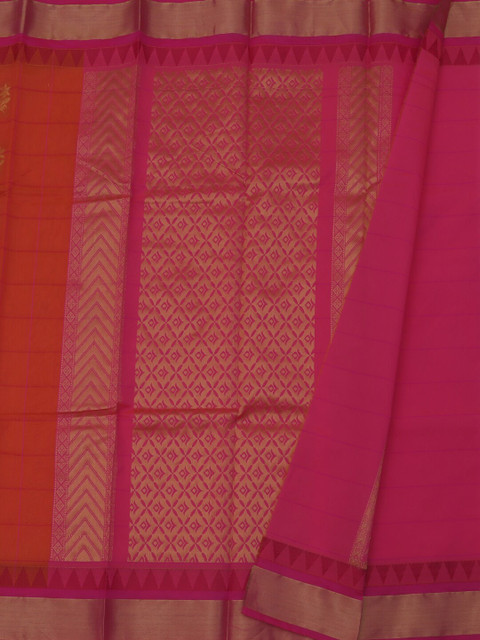 

Pothys Orange Woven Design Silk Cotton Saree