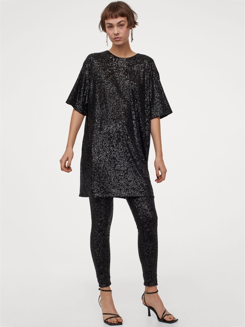 

H&M Women Black Sequined Dress