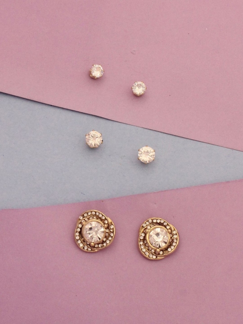 

Sia Art Jewellery Set Of 3 White Gold-Plated Circular Studs