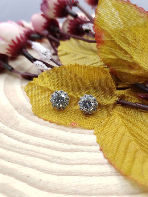 Sia Art Jewellery Silver-Toned Floral Studs