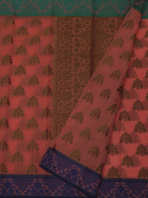 

Pothys Pink & Navy Blue Cotton Blend Woven Design Saree