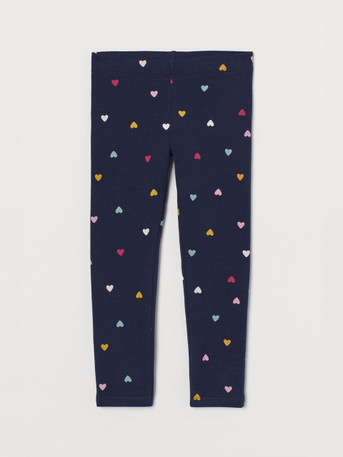 

H&M Girls Navy Blue Printed Leggings With Brushed Inside