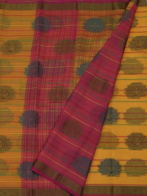 

Pothys Yellow & Pink Cotton Blend Woven Design Saree