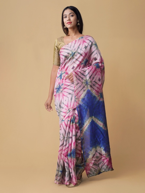 

Unnati Silks Pink Printed Chanderi Saree