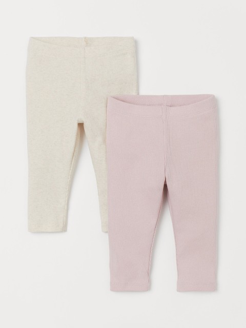

H&M Kids 2-Pack Ribbed Leggings, White