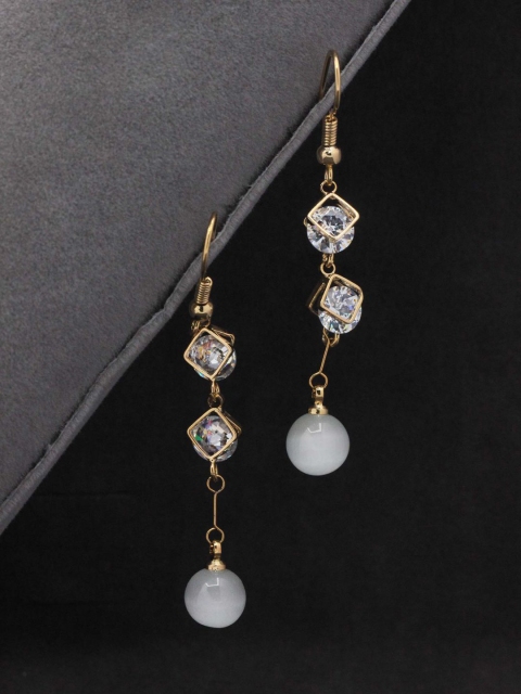 

Sia Art Jewellery White & Gold-Plated Contemporary Drop Earrings