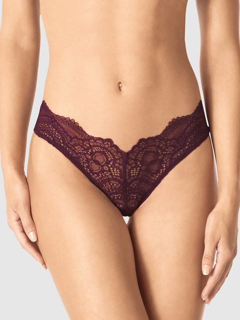 

La Senza Women Burgundy Self-Design Lace Biki Briefs 11148903-09WT