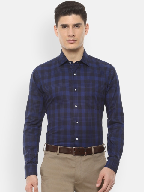

Van Heusen Men Navy Blue Slim Fit Checked Formal Shirt