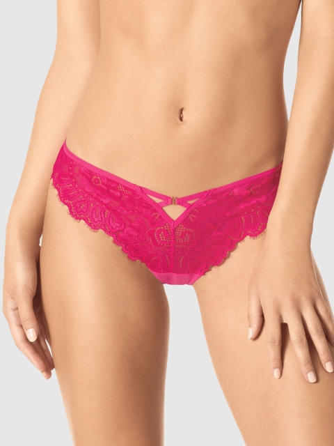 

La Senza Women Pink Floral Lace Thongs 11136118-79S6