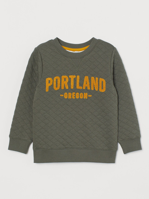 

H&M Boys Green Printed Quilted Sweatshirt