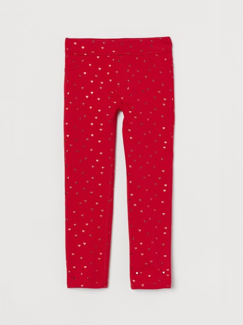 

H&M Girls Red & Gold Printed Treggings