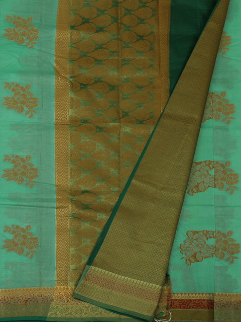 

Pothys Green & Gold-Toned Jute Silk Woven Design Saree