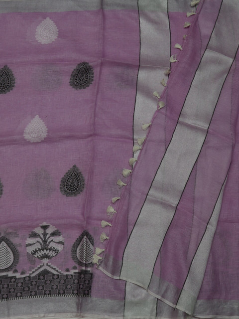 

Pothys Purple Woven Design Pure Linen Saree