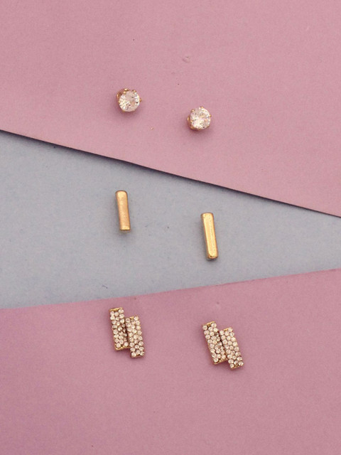 

Sia Art Jewellery Set Of 3 White Gold-Plated Geometric Studs