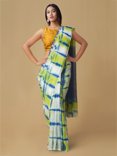 

Unnati Silks Green & White Pure Cotton Printed Kota Saree
