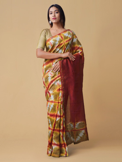 

Unnati Silks Multicoloured Silk Cotton Checked Chanderi Saree, Multi