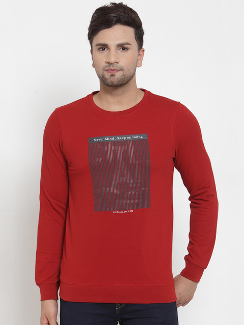 

CONFIDENCE Men Red & Grey Printed Round Neck T-shirt