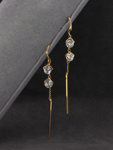 

Sia Art Jewellery White & Gold-Toned Classic Drop Earrings