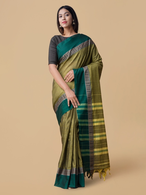 

Unnati Silks Green Pure Cotton Woven Design Narayan Peth Saree
