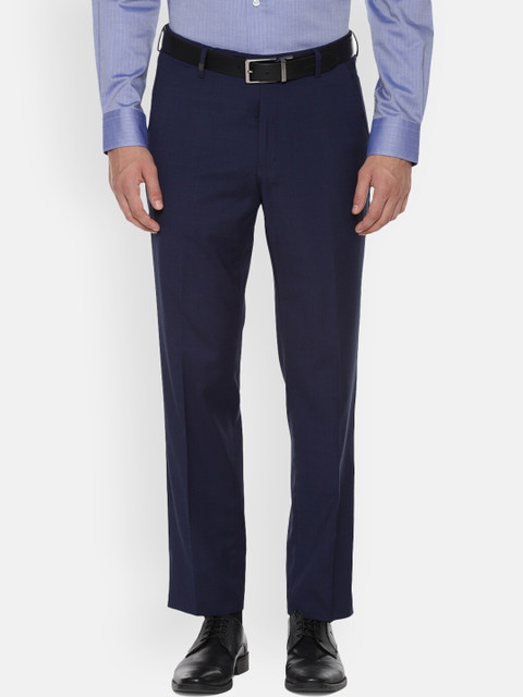 

Louis Philippe Men Navy Blue Regular Fit Solid Formal Trousers