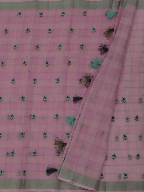 

Pothys Pink Printed Jute Silk Saree