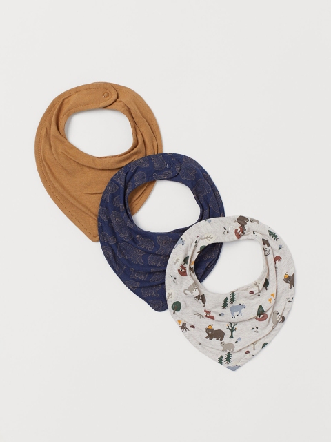 

H&M Kids 3-Pack Cotton Triangle Scarves, Beige