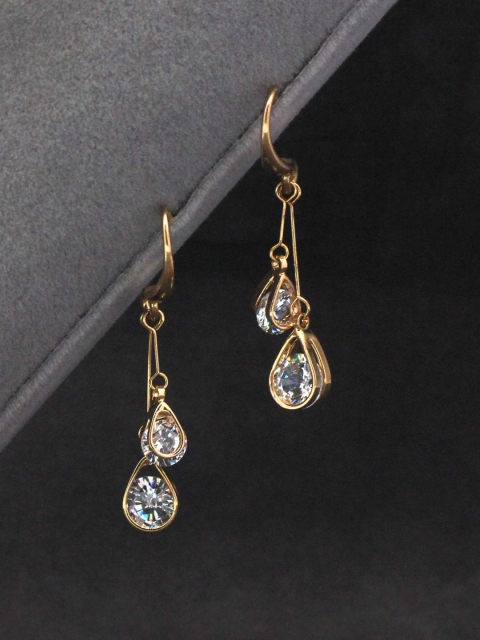 

Sia Art Jewellery Gold-Plated White Contemporary Drop Earrings