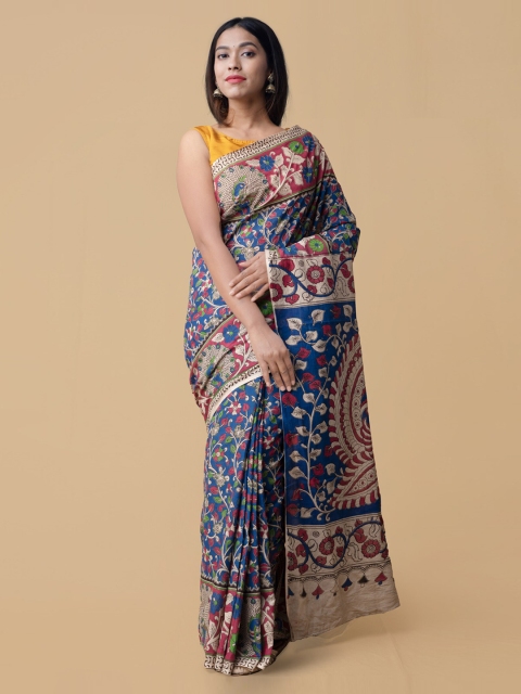 

Unnati Silks Blue Printed Pure Cotton Saree