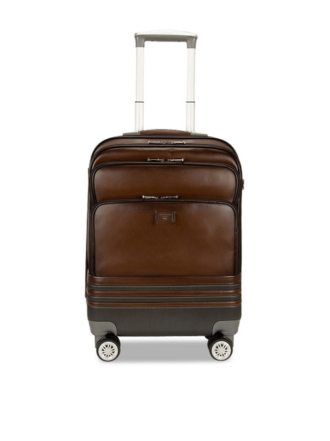 

Da Milano Unisex Brown Solid Soft-Sided Medium Trolley Suitcase
