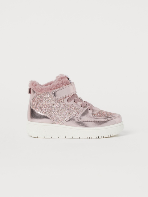 

H&M Girls Pink Faux Shearling-Lined Hi-Tops