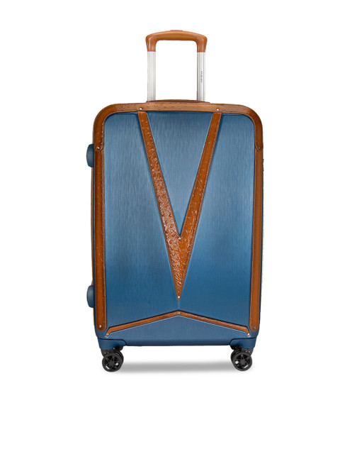 

Da Milano Unisex Blue & Brown Colourblocked Medium Trolley Suitcase