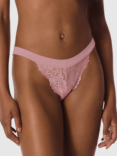 

La Senza Women Pink Self Design Sexy Obsession Lace Bikini Briefs 11161674-76S7
