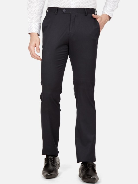 

Oxemberg Men Navy Blue Slim Fit Solid Formal Trousers
