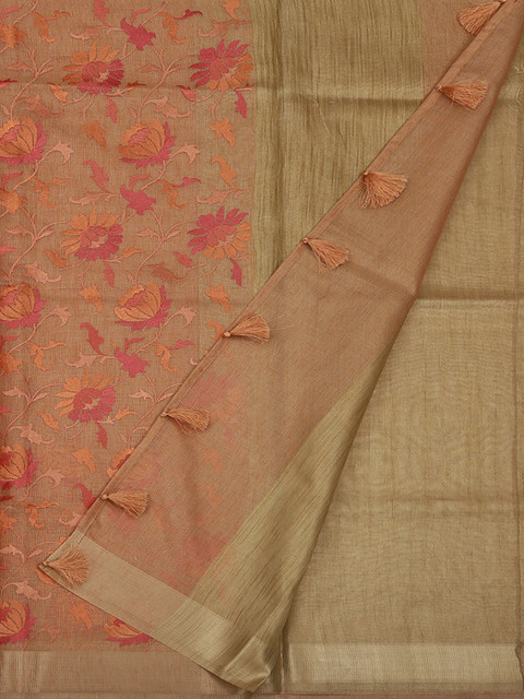 

Pothys Peach-Coloured & Gold-Coloured Art Silk Embroidered Saree