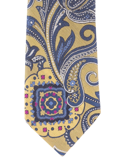 

The Tie Hub Olive Green & Navy Blue Woven Design Broad Tie