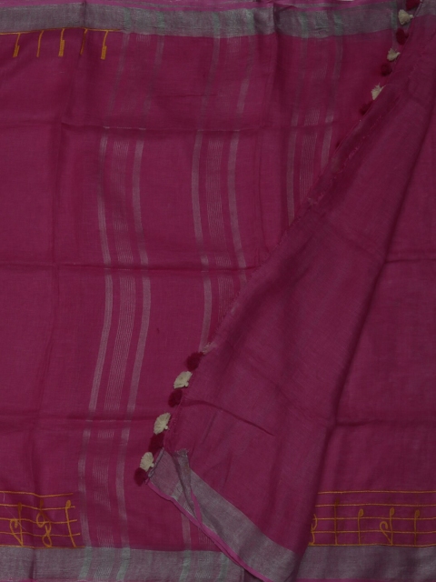 

Pothys Pink Solid Pure Linen Saree