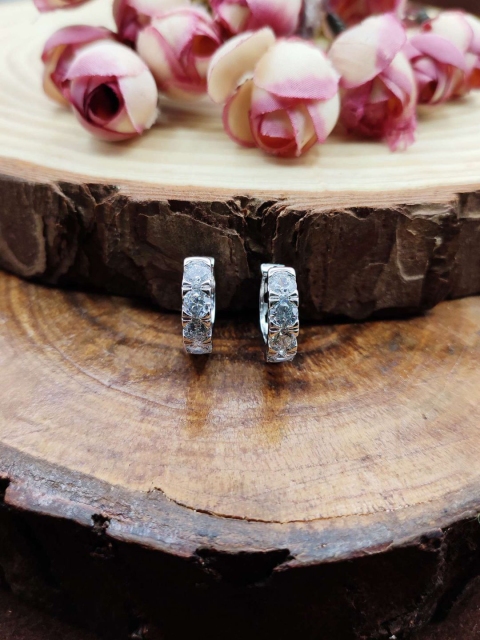 

Sia Art Jewellery Silver-Plated Cubic Zirconia Circular Hoop Earrings