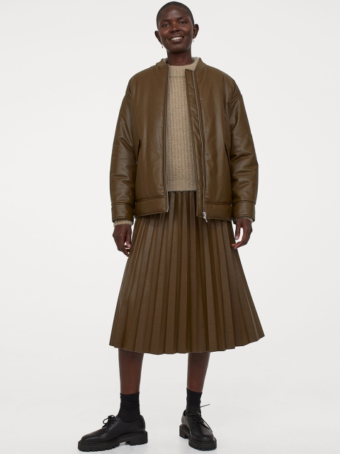 

H&M Women Green Limitation Leather Skirt