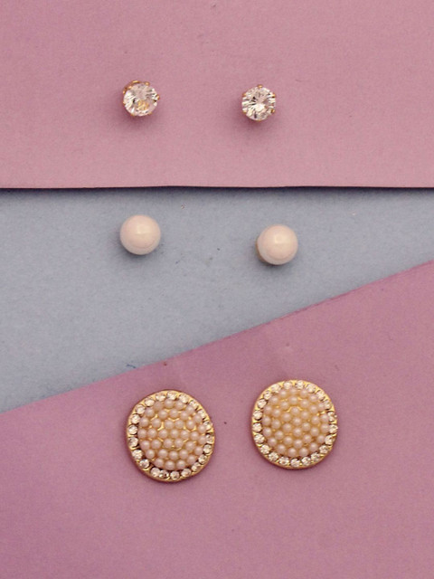 

Sia Art Jewellery White & Gold-Toned Circular Studs