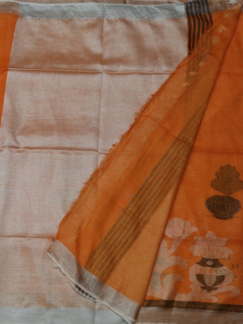 

Pothys Orange Solid Saree