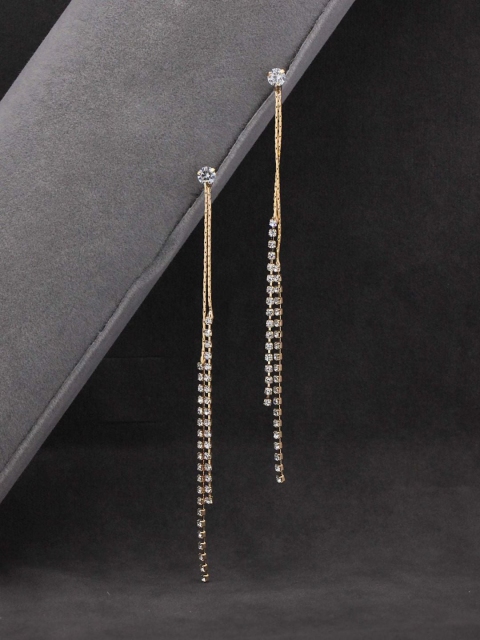 

Sia Art Jewellery White & Gold-Toned Classic Drop Earrings