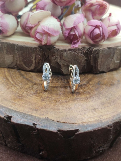 

Sia Art Jewellery Gold-Plated Cubic Zircon Contemporary Studs