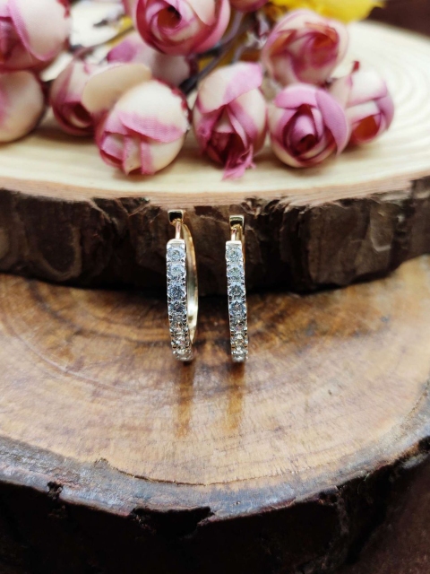 

Sia Art Jewellery White Gold-Plated CZ-Studded Circular Hoop Earrings