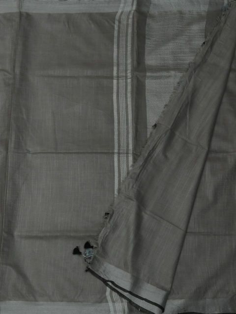 

Pothys Grey Solid Art Silk Saree